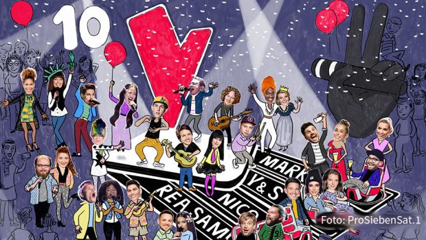 Bevor am Sonntag in Sat.1 das Finale der Jubiläumsstaffel der Musik-Talentshow auf dem Programm steht, wird am heutigen 17. Dezember erst einmal offiziell „10 Jahre The Voice of Germany“ gefeiert. Die mehr als zweistündige Best-of-Sendung ist bei ProSieben zu sehen. (Foto: ProSiebenSat.1)