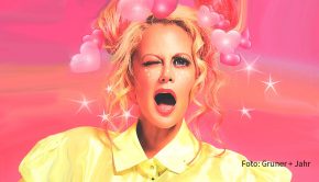 In der neuen Ausgabe von „BARBARA“ geht’s um jede Menge Lug und Trug. Von der Mogelpackung über Beauty-OPs bis Falschgeld. Für das Coverfoto von Titelheldin Barbara Schöneberger zogen die Grafiker stilecht alle Register. Motto: „Was Insta kann, können wir schon lange“. (Foto: Gruner + Jahr)