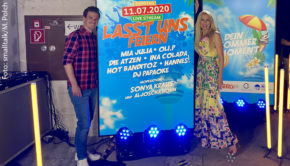 Auf und am „Nürnberger Ei“ begrüßten Sonya Kraus und Aljoscha Höhn am Wochenende zahlreiche Musik-Acts zum Live-Stream in 200 Metern Höhe. Dazu gab’s eine weithin sichtbare Illumination sowie eine Charity-Aktion für in Not geratene Künstler. (Foto: smalltalk/M. Polch)