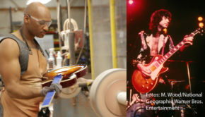 In der zwölfteiligen Doku-Serie „Fabriken der Superlative“ wirft National Geographic ab heute einen Blick hinter die Kulissen großer Produktionsstätten. Dabei wird u.a. gezeigt, wie die weltberühmten Les Paul-Gitarren der Firma Gibson entstehen. (Fotos: Madeline Wood/National Geographic, Warner Bros. Entertainment)