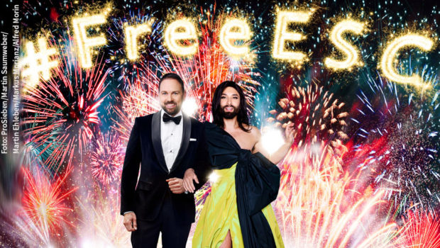 ESC-Gewinnerin Conchita Wurst und TV-Moderator Steven Gätjen führen am Samstagabend durch den „Free European Song Contest“ auf ProSieben. Heute gab der Sender erste Namen von Teilnehmern des Song-Wettbewerbs bekannt. (Foto: ProSieben/Martin Saumweber/Martin Ehleben/Markus Morianz/Alfred Morin)