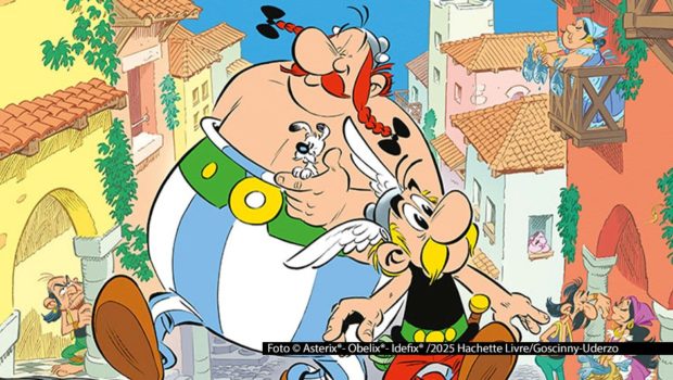 Ins heutige Portugal verschlägt es das legendäre gallische Comic-Trio Asterix, Obelix und Idefix im jüngsten Band der erfolgreichen Reihe. Es geht darum, den Freund eines alten Bekannten aus den Fängen der Römer zu befreien. „Asterix in Lusitanien“ ist am 23. Oktober bei Egmont Ehapa Media. Foto © Asterix, Obelix, Idefix/2025 Hachette Livre Goscinny-Uderzo
