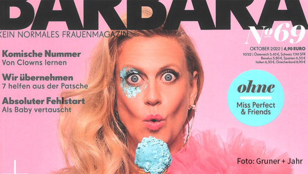 In der am heutigen 1. September erscheinenden neuen Ausgabe der Zeitschrift „BARBARA“ spricht Editor at Large Barbara Schöneberger mit Schlager-Legende Mary Roos. Dem Thema des Heftes entsprechend geht es u.a. um Missgeschicke. (Foto: Gruner + Jahr)