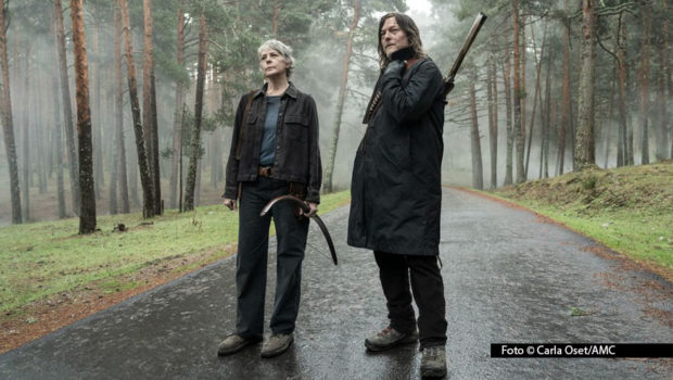 Die dritte Staffel von „The Walking Dead: Daryl Dixon“ führt den Titelhelden Daryl (Norman Reedus) und seine Weggefährtin Carol (Melissa McBride) quer durch das postapokalyptische Spanien. In Deutschland startet die Zombie-Action exklusiv am 8. September bei MagentaTV+. Foto © Carla Oset/AMC