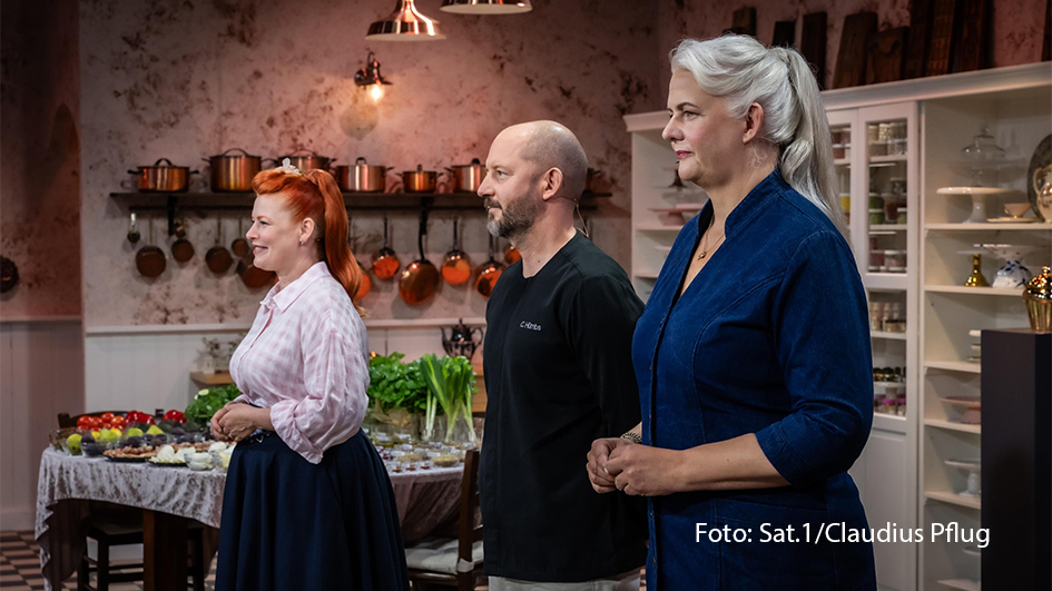 In Sat.1 geht’s am 13. März mit „Das große Promibacken“ langsam auf die Zielgeraden. In der vorletzten Folge entscheidet das Juroren-Duo Christian Hümbs und Bettina Schliephake-Burchardt wer sich einen der begehrten Plätze im Finale in der kommenden Woche sichern kann. (Foto: Sat.1/Claudius Pflug)