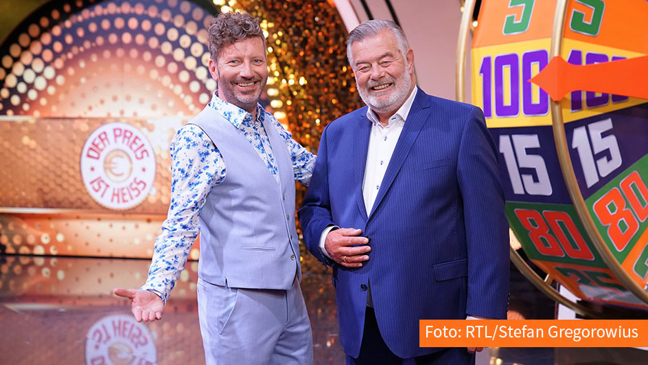 RTL holt den Gameshow-Klassiker „Der Preis ist heiß“ zurück. Dabei übernimmt Altmeister Harry Wijnvoord seine Paraderolle als Showmaster. An seiner Seite sorgt Thorsten Schorn als „Announcer“ für launige Produktbeschreibungen. Geplant sind zunächst drei neue Ausgaben. (Foto: RTL/Stefan Gregorowius)