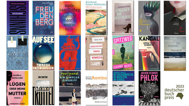 Der Börsenverein des Deutschen Buchhandels veröffentlichte am heutigen 23. August die Longlist mit 20 für den Deutschen Buchpreis 2022 nominierten Titeln. Zu ihnen gehören vier Romandebüts und wie im Vorjahr ein neues Buch von Heinz Strunk. (Foto: Börsenverein des Deutschen Buchhandels)