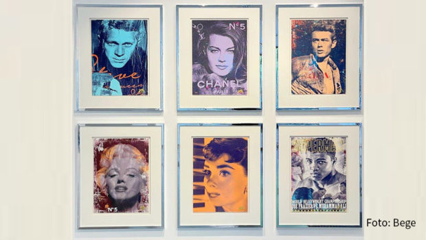 Aktuelle Arbeiten von Devin Miles sind derzeit in den Ulmer Galerien Bege zu sehen. Der Pop-Art-Künstler aus der Nähe von Hamburg präsentiert u.a. Wandinstallationen mit markigen Slogans in 24-karätigem Gold. Die Ausstellung läuft bis zum 3. September. (Foto: Bege Galerie)