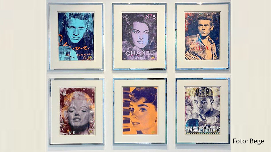 Aktuelle Arbeiten von Devin Miles sind derzeit in den Ulmer Galerien Bege zu sehen. Der Pop-Art-Künstler aus der Nähe von Hamburg präsentiert u.a. Wandinstallationen mit markigen Slogans in 24-karätigem Gold. Die Ausstellung läuft bis zum 3. September. (Foto: Bege Galerie)
