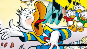 Pünktlich zur ESC-Woche geht’s auch im neuen „Micky Maus Magazin“ um ein großes Liederfest in Wien. Donald Duck legt sich mächtig ins Zeug, um dort als Gesangstalent entdeckt zu werden. Doch schon das Heftcover legt nahe, dass seine gesanglichen Qualitäten womöglich nicht ganz ausreichen. (Foto © Egmont Ehapa Media/Disney)