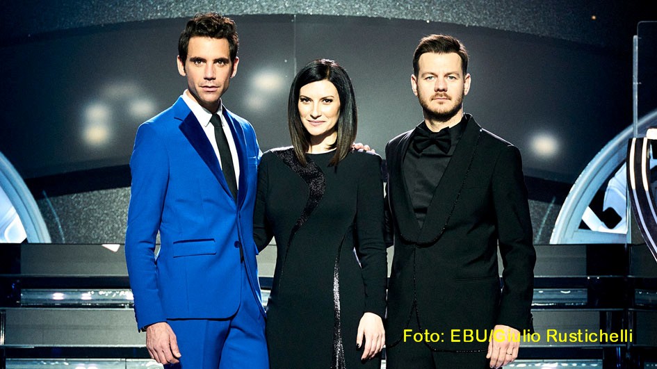 HP_ESC 2022_Moderatoren_Mika, Laura Pausini, Alessandro Cattelan_Foto EBU_Giulio Rustichelli