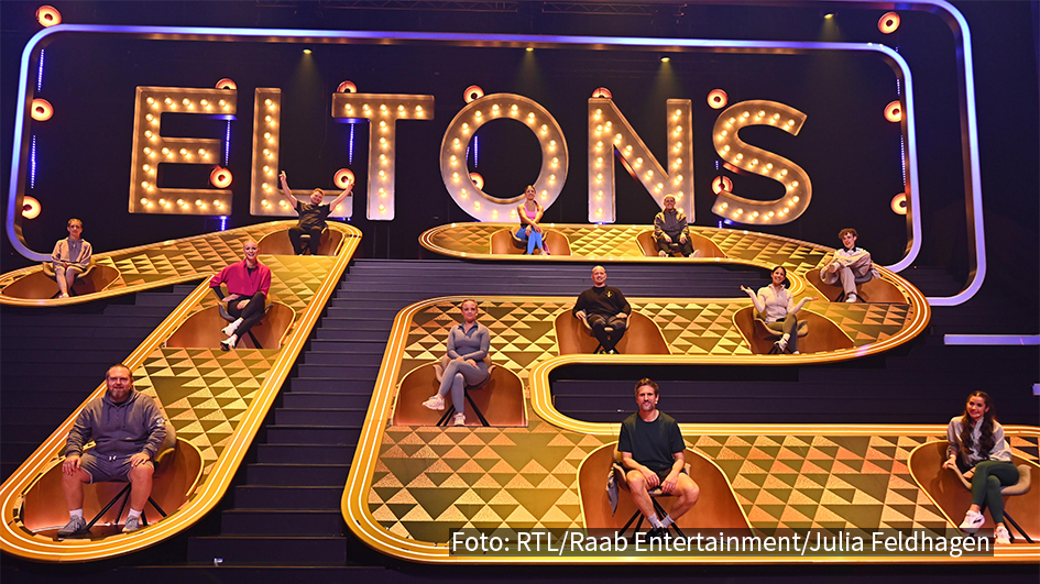 Am 30. November feiert die neue RTL-Show „Eltons 12“ ihre Premiere. Moderator Elton gibt zwölf prominenten Kontrahenten die Chance, sich in spannenden Challenges zu beweisen. Mit von der Partie sind u.a. Sarah Engels, Tom Beck, Cathy Hummels und Nemo. (Foto: RTL/Raab Entertainment/Julia Feldhagen)