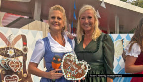 Bei der Oktoberfest-Ausgabe des „ZDF-Fernsehgartens“ wunderte sich Gastgeberin Andrea Kiewel über Lebkuchenherzen mit so gar nicht freundlichen Aufschriften. Dahinter steckte „Verstehen Sie Spaß?“-Moderatorin Barbara Schöneberger, die sich heimlich in die Sendung eingeschlichen hatte. Foto-Kimmig-Entertainment