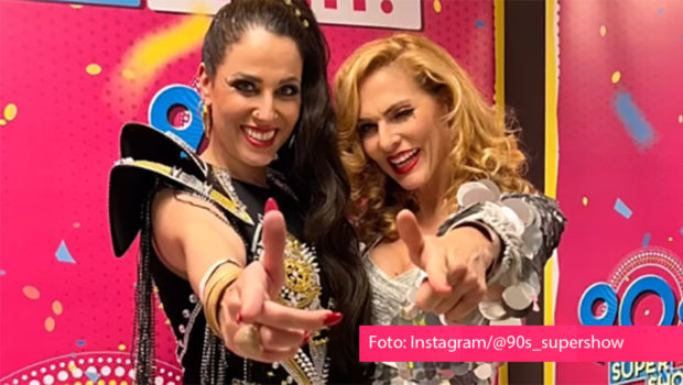 Als Gastmoderatorin neben Mola Adebisi führte Sonya Kraus am 9.November durch die „90s Super Show“ in der Lanxess Arena in Köln. Rund 12.000 Fans feierten dort mit Musik-Acts wie Captain Jack mit Sängerin Illi, Rednex, Alex Christensen und Fab Morvan von Milli Vanilli. (Foto: Instagram/90s_supershow)