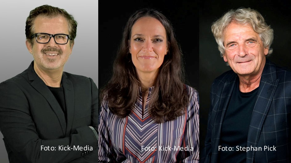 Mit Monatsbeginn hat Carlos Zamorano den Posten des Marketing- und Vertriebsvorstands bei der Kick-Media AG übernommen. Er bildet somit ein Führungstrio mit der Artists-Vorständin Petra Mauß sowie dem Unternehmensgründer und Vorstandsvorsitzenden Alexander Elbertzhagen. (Foto: Kick-Media AG/Stephan Pick)