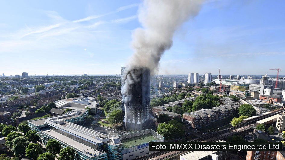 Ab dem heutigen 15. Dezember zeigt National Geographic zehn Folgen der Doku-Serie „Konstruierte Katastrophen – Desaster der Ingenieurskunst“ als deutsche TV-Premiere. Darin werden die Hintergründe von Unglücken wie dem verheerenden Brand im Londoner Grenfell Tower erörtert. (Foto: MMXX Disasters Engineered Ltd)