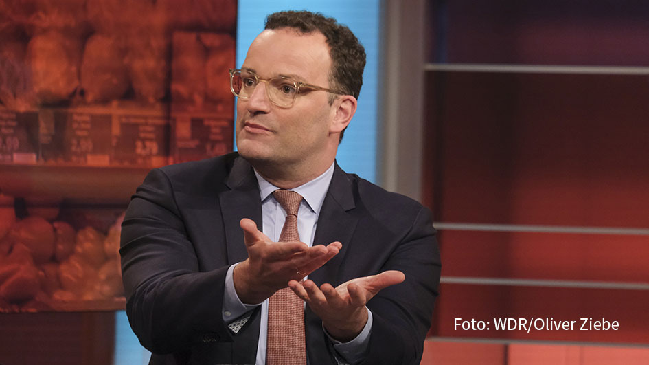 Für Oppositionspolitiker ist die Job-Description ziemlich klar: Sie müssen gegen die Regierung opponieren. Zum Beispiel in Talkshows. Der stellvertretende CDU-Chef Jens Spahn am 14. März bei „Maischberger“. Dort trifft er auf die Grünen-Vorsitzende Ricarda Lang. (Foto: WDR/Oliver Ziebe)