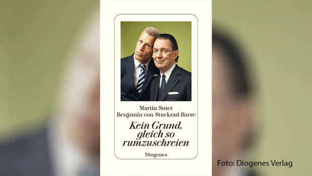 Am 27. November erscheint das zweite gemeinsame Buch von Benjamin von Stuckrad-Barre und Martin Suter unter dem Titel „Kein Grund, gleich so rumzuschreien“. Am selben Tag sprechen die beiden bei „Maischberger“ über ihr Werk und ihre besondere Freundschaft. (Foto: Diogenes Verlag)