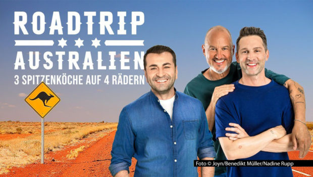 Für Kabel Eins, Joyn und das österreichische Puls 4 gehen die Spitzenköche, Ali Güngörmüs, Frank Rosin und Alexander Kumptner wieder auf einen kulinarischen „Roadtrip“. Nach drei Reisen in die USA und nach Kanada steuern sie diesmal Australien an. Die Dreharbeiten haben jetzt begonnen. Foto-Joyn_Benedikt-Mueller_Nadine-Rupp