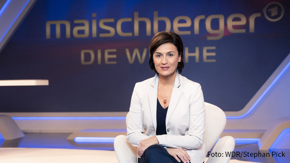 Sandra Maischberger lädt am heutigen 10. November zu einer weiteren Ausgabe ihrer Talkshow im Ersten ein. Zu Gast sind u.a. die belarussische Politikerin Swetlana Tichanowskaja und der Kabarettist Jürgen Becker. (Foto: WDR/Stefan Pick)
