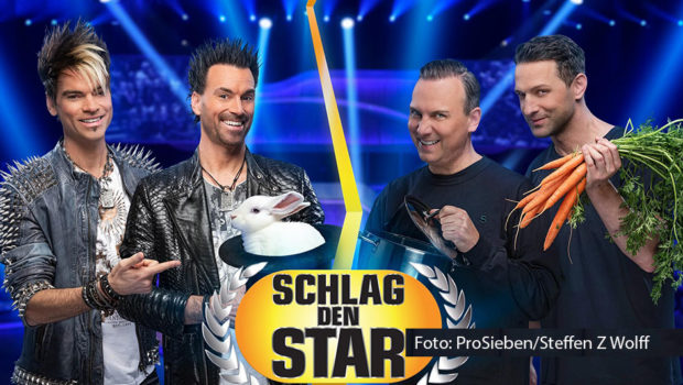 Bei „Schlag den Star“ heißt es am 2. November: Kochkunst gegen Magie. Das Starkoch-Duo Tim Raue und Alexander Kumptner stellt sich den Illusionisten Andreas und Chris Ehrlich, auch bekannt als die Ehrlich Brothers. Auf die Gewinner wartet ein Preisgeld von 100.000 Euro. (Foto: ProSieben/Steffen Z Wolff)