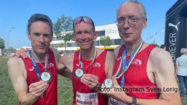 Am 20. August fand in Dortmund die jährliche NRW-Straßenlaufmeisterschaft statt. Auch Moderator Sven Lorig stellte sich gemeinsam mit seinem Team des LAZ Sieg-Rhein dem Zehn-Kilometer-Lauf durch die Ruhrmetropole und durfte sich am Ende über die Vize-Meisterschaft freuen. (Foto: Instagram/Sven Lorig)