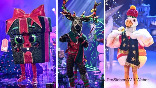 Am 26. Dezember gibt’s von ProSieben ein ganz besonderes „Geschenk“. Selbiges greift nämlich in „The Masked Singer – Die rätselhafte Weihnachtsshow“ selbst zum Mikro und stellt sich dem Gesangswettbewerb mit „Gans“ und „Rentier“. Unter den Kostümen verbergen sich drei Promis. (Foto: ProSieben/Willi Weber)