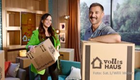 Jasmin Wagner und Jochen Schropp haben alle Umzugskisten ausgepackt und führen ab dem 27. Februar montags bis freitags durch die dreistündige Nachmittags-Liveshow „Volles Haus!“ in Sat.1. Neben aktuellen Talkgästen gibt’s darin u.a. auch VIP-News von „Bunte“ und Talk mit „Britt“. (Foto: Sat.1/Willi Weber)