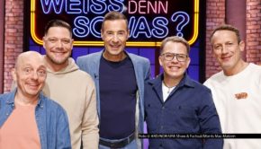 Quizmaster Kai Pflaume steuert mit „Wer weiß denn sowas?“ in Richtung Sommerpause. Zuvor gibt’s am 12. Mai im Ersten aber noch ein Gastspiel der Starköche Robin Pietsch und Mario Kotaska. Sie stellen sich der Rate-Herausforderung mit den Kapitänen Bernhard Hoëcker und Wotan Wilke Möhring. Foto © ARD/NDR/UFA Show & Factual/Morris Mac Matzen