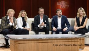 Für das Moderations-Duo Thomas Gottschalk und Michelle Hunziker war das „Wetten, dass..?“-Comeback am Samstagabend ein voller Erfolg. Fast 14 Millionen Zuschauer sahen die Live-Show aus Nürnberg mit Gästen wie Helene Fischer, Joko Winterscheidt und Klaas Heufer-Umlauf im ZDF. (Foto: ZDF/Sascha Baumann)