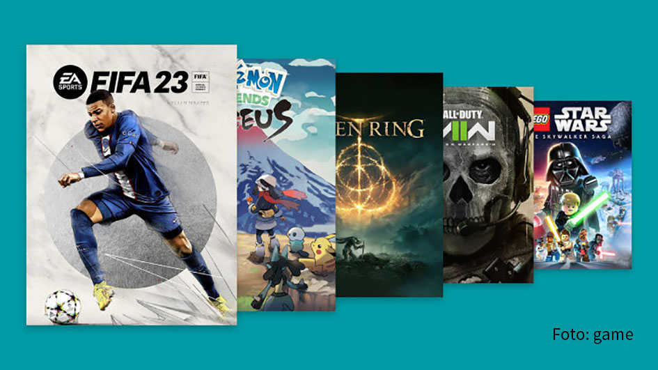 Der Bundesverband game hat jetzt die Jahres-Hitliste der im vergangenen Jahr veröffentlichten Computer- und Konsolenspiele vorgelegt. Demnach erzielten neue Titel aus den Reihen „FIFA“ und „Pokémon“ sowie das Fantasy-Spiel „Elden Ring“ die besten Verkaufszahlen. (Foto: game)