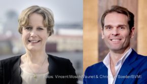 Der VAUNET mit Geschäftsführerin Daniela Beaujean und der Bundesverband Musikindustrie mit Vorstandschef Florian Drücke gehören zu den Gründungsmitgliedern des Bündnisses k3d, das am heutigen 2. November vorgestellt wurde. Es repräsentiert Deutschlands Kultur- und Kreativwirtschaft. (Fotos: Vincent Misch/Vaunet & Christoph Soeder/BVMI)