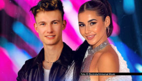 Sängerin Sarah Engels arbeitet nach „Weekend“ zum zweiten Mal mit dem Projekt DJ Herzbeat zusammen, bei dem mittlerweile Tim Spamer die Rolle des Frontmanns übernommen hat. Die gemeinsame Single „Liebe gibt nie auf“ ist zum Beginn des Jahres 2026 erschienen. Foto © Electrola/Universal Music