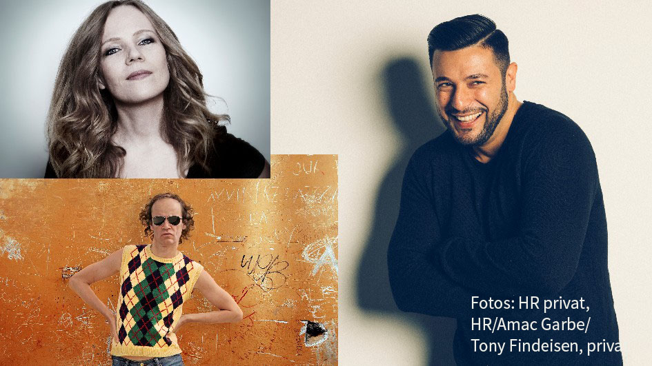 Spaß rund um die Uhr steht am Samstag und Sonntag beim HR auf dem Programm. Cüneyt Akan, Sarah Bosetti und Olaf Schubert gehören zu den zahlreichen Mitwirkenden beim „Comedy-Marathon“ des Senders. (Fotos: HR privat, HR/Amac Garbe/Tony Findeisen, privat)