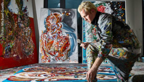 Morgen eröffnet in der renommierten Kunsthalle Messmer in Riegel am Kaiserstuhl die große Werkschau von Kunststar Leon Löwentraut. Es ist das erste Mal, dass der 22-jährige Düsseldorfer ein gesamtes Museum mit seinen Werken bespielt. (Foto: Michael Gueth)