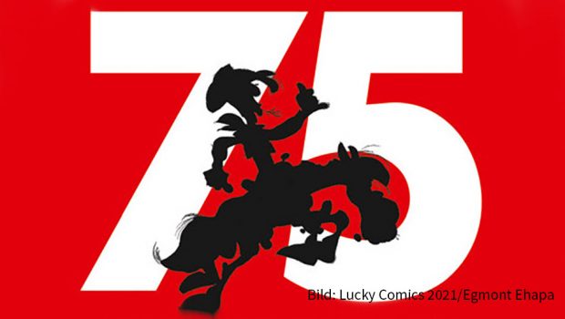Zum 75. Geburtstag von Lucky Luke erscheint morgen bei Egmont Ehapa das offiziell 100. Album. Für das laufende Jahr wurden weitere Veröffentlichungen geplant, darunter ein „Lucky Luke Kochbuch“ und eine Hommage des deutschen Zeichners Ralf König. Bild: Lucky Comics 2021/Egmont Ehapa