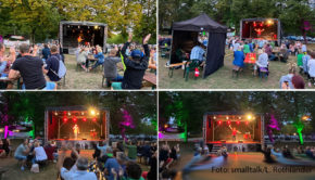 „Lachen, Bier & Fußball“ lautete gestern Abend das Motto beim Auftakt von Matze Knops Biergarten-Kurztournee in Wesel. Zwei weitere Shows stehen am Wochenende auf dem Programm des Comedians. (Foto: smalltalk/L. Rothländer)