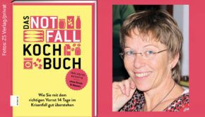In Ausnahmefällen sollten die heimischen Lebensmittelvorräte für 14 Tage ohne Einkauf ausreichen. Die Food-Journalistin Angelika Ilies gibt in ihrem „Notfallkochbuch“, das Anfang September erscheint, Rezept-Tipps und weitere Ratschläge für eine sinnvolle Gestaltung des Speiseplans in SOS-Situationen. (Fotos: ZS Verlag/privat)