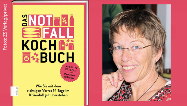 In Ausnahmefällen sollten die heimischen Lebensmittelvorräte für 14 Tage ohne Einkauf ausreichen. Die Food-Journalistin Angelika Ilies gibt in ihrem „Notfallkochbuch“, das Anfang September erscheint, Rezept-Tipps und weitere Ratschläge für eine sinnvolle Gestaltung des Speiseplans in SOS-Situationen. (Fotos: ZS Verlag/privat)
