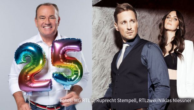 Der „RTL-Spendenmarathon“ feiert in der kommenden Woche sein 25. Jubiläum. Tatkräftige Unterstützung erhält Moderator Wolfram Kons dabei auch von RTLzwei, u.a. durch die „Köln 50667“-Darsteller Luise Matejczyk und Jay Sirtl. (Fotos: MG RTL D/Ruprecht Stempell, RTLzwei/Niklas Niessner)