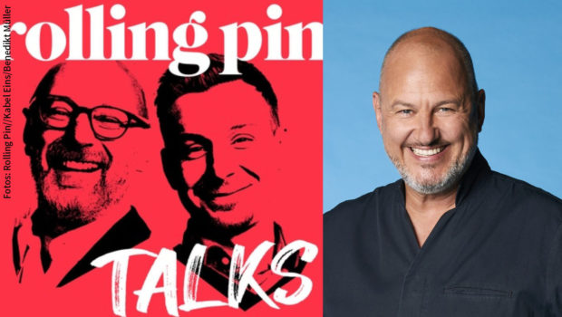 „Rolling Pin“-Gründer Jürgen Pichler und -Chefredakteur Bernhard Leitner haben eine neues Talk-Format als Podcast entwickelt. In der ersten Folge spricht Spitzenkoch Frank Rosin u.a. über die Corona-Krise und seine Pläne für ein Musical. (Fotos: Rolling Pin//Kabel Eins/Benedikt Müller)