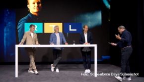 Die Geschäftsführung der RTL-Gruppe mit Bernd Reichart, Matthias Dang und Stephan Schäfer stand heute Moderator Wolfram Kons bei der Präsentation im Rahmen der Screenforce Days Rede und Antwort. Zahlreiche weitere Sender und Vermarkter stellen ihre Highlights in den kommenden Tagen vor. (Foto: Screenforce Days/Screenshot)