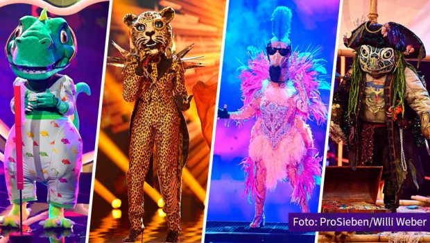 Es kann nur eine(n) geben. Nach der heutigen Live-Show auf ProSieben wird feststehen, welcher kostümierte Promi Staffel 4 von „The Masked Singer“ gewonnen hat. Ins Rennen gehen der „Dinosaurier“, der „Leopard“, der „Flamingo“ und die „Schildkröte“. (Foto: ProSieben/Willi Weber)