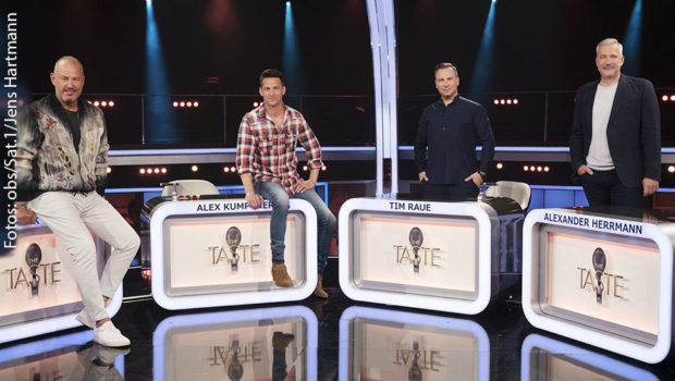 Die Starköche Frank Rosin, Alexander Kumptner, Tim Raue und Alexander Herrmann stehen als Coaches in den Startlöchern. Am 2. September startet in Sat.1 die neue Staffel der Show „The Taste“. (Fotos: obs/Sat.1/Jens Hartmann)