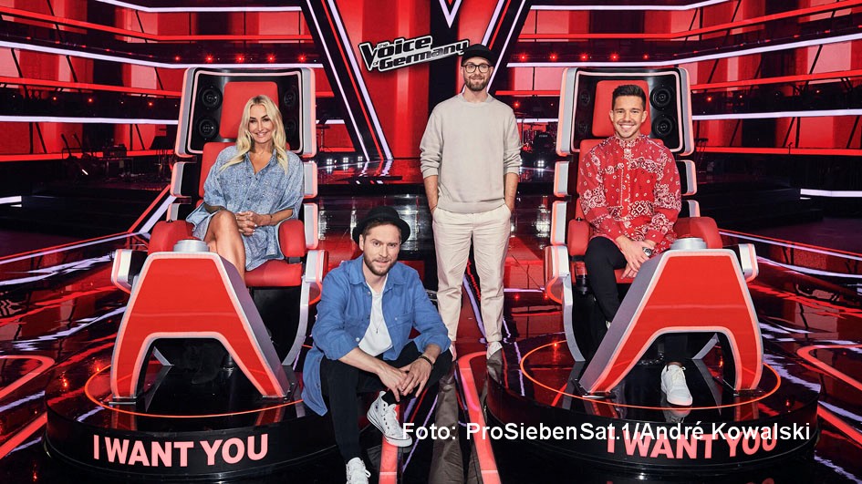 The Voice of Germany_Staffel 11_2021_Coaches Sarah Connor, Johannes Oerding, Mark Forster, Nico Santos_Foto ProSiebenSat.1_André Kowalski_HP