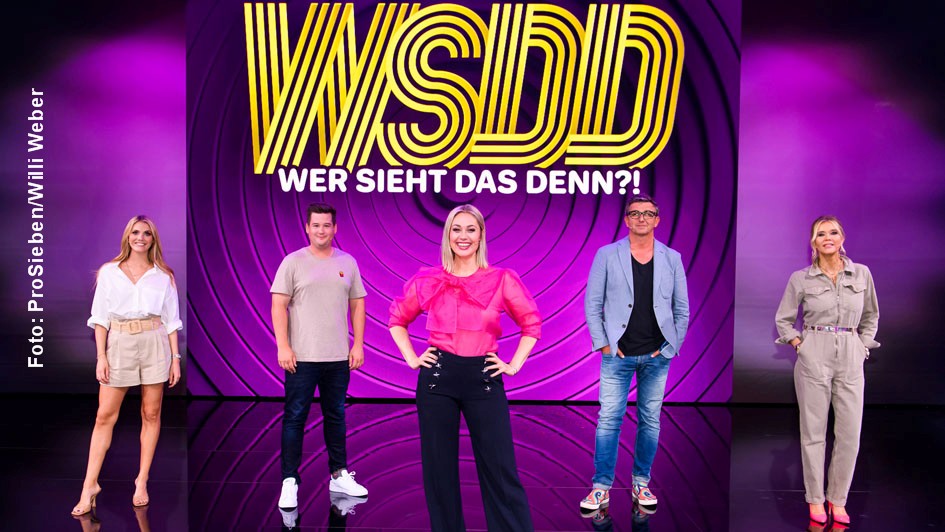Ruth Moschner lädt heute um 20:15 Uhr zur dritten Ausgabe ihrer ProSieben-Quizshow „Wer sieht das denn?!“ ein. Als Kandidaten sind u.a. Laura Karasek und Hans Sigl mit von der Partie. (ProSieben/Willi Weber)