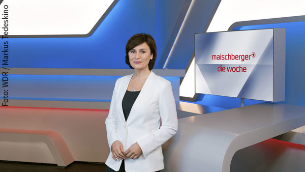 Heute endet für Sandra Maischberger die Sommerpause. Mit ihrer Talkshow „Maischberger. Die Woche“ kehrt sie heute Abend um 22:45 Uhr ins Erste zurück. Zu Gast sind u.a. Karl Lauterbach, Boris Palmer und Günter Wallraff. (Foto: WDR/Markus Tedeskino)