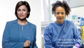 Eine neue Folge von „Der Sandra Maischberger Podcast“ ist seit heute auf Spotify und in der ARD Audiothek abrufbar. Gesprächsgast ist die Infektiologin und Forscherin Marylyn Addo. (Fotos: Thomas Kierok/Spotify, Universitätsklinikum Hamburg-Eppendorf (UKE))