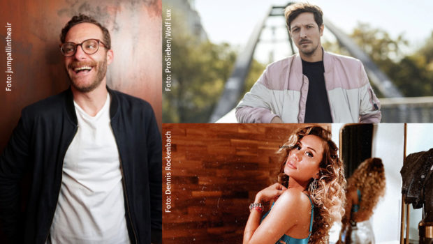 Seinen Instagram-Talk „Haus‘ Jetzt Raus!“ hat Moderator Sebastian Merget erfolgreich etabliert. Heute Abend gibt‘s sogar eine zusätzliche Ausgabe mit dem TV-Journalisten Thilo Mischke. Morgen Vormittag ist Sängerin und Model Sarah Bora zu Gast. (Fotos: jumpallintheair//ProSieben/Wolf Lux//Dennis Rockenbach)